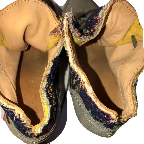 Terra Plana Vegan Anthropologie Boho Multicolor Suede Fabric Heel Booties 6-6.5 - Picture 8 of 12